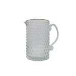 42 oz. Hand-Blown Glass Hobnail Pitcher with clear textured glass and elegant handle, perfect for kitchen decor, entertaining, and gifts from Knotty and Board. 1