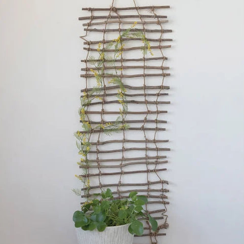 Handmade Wood & Jute Wall Trellis
