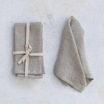 Stonewashed Square Linen Napkin Set, Natural, 18 in. 2