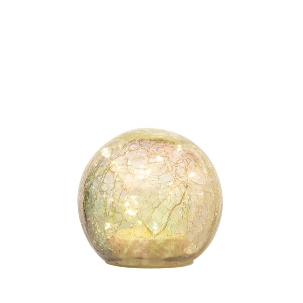 Crackle Glass Sphere with LED Light, Iridescent, 4 in.