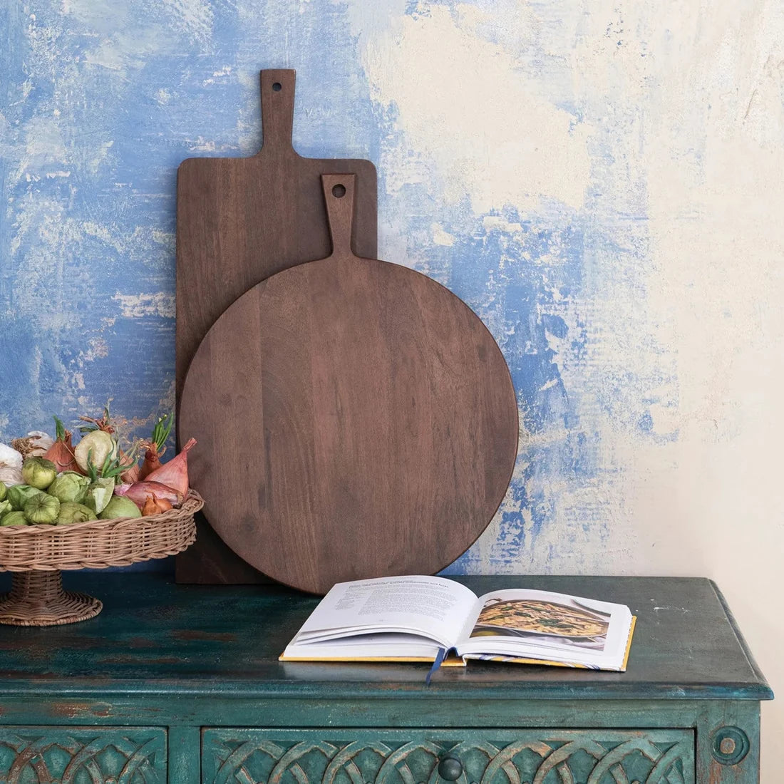 Mango Wood Cutting Board with Handle, Walnut Finish, 24 X 9.25 in.