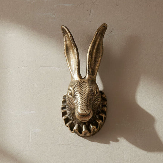 Brass Wall Mount, Rabbit Head with Ruff Collar, 5 X 6 X 12 in.