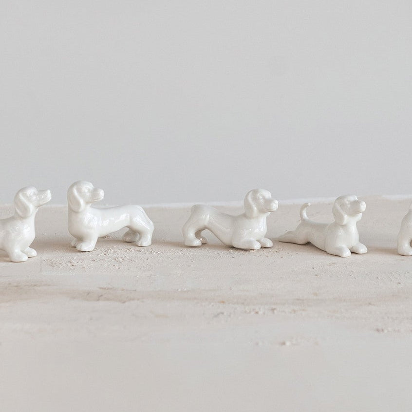 Stoneware Dog, White, Assorted