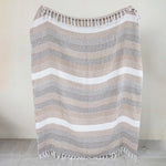 Woven Recycled Cotton Blend Throw with Stripes & Fringe, Multicolor, 60 X 50 in. 2