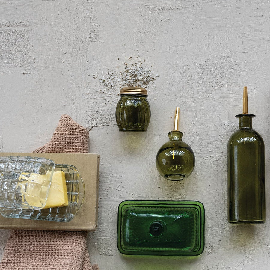 Cheese/Spice Shaker with Gold Metal Lid, Olive, 2.5 X 3.25 in.