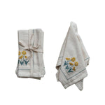 Floral Hand-Embroidered Cotton Napkins, Set of Four 1