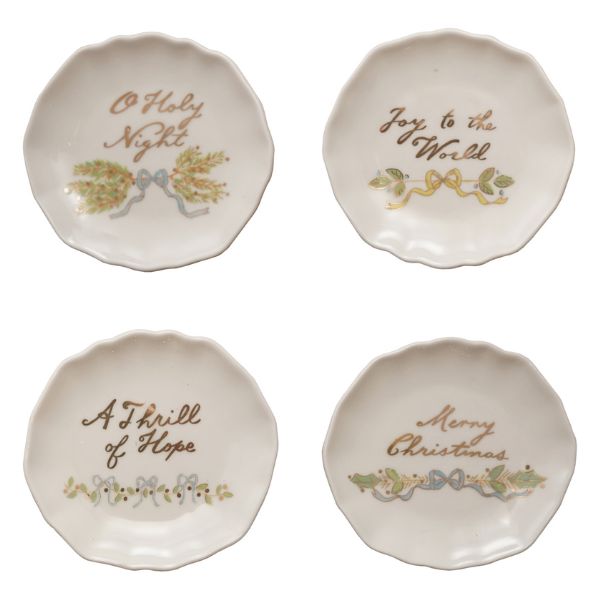 Scalloped Appetizer Plate with Holiday Saying, Assorted, 4 in.