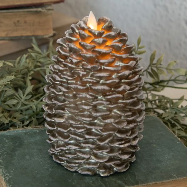 Moving Flame Pinecone Candle, 6 in.