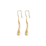 Pair of Sculptural Teardrop Earrings, Gold with smooth, elongated design, perfect as a unique jewelry gift from Knotty and Board, adding elegance to any outfit. 1