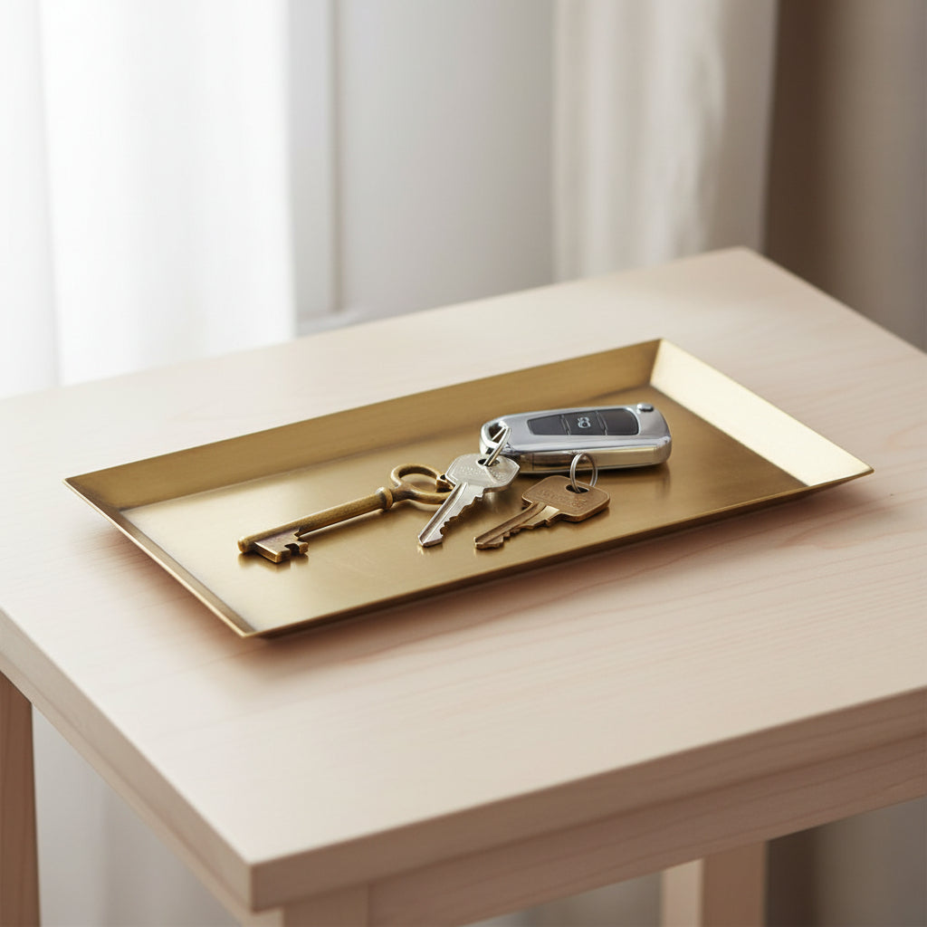 Antique Brass Tray, Rectangle, 8.25 X 4.75 in.