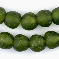 Olive Green Recycled Glass Beads, 18 mm