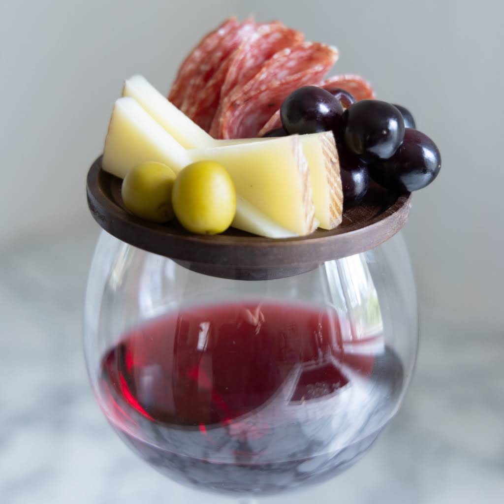 Wine Glass Charcuterie Plates, Brown, Set of 4