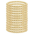 Stack of shiny gold stretch bead bracelets with 6mm beads, perfect as elegant jewelry gifts, featured by Knotty and Board, ideal for adding style to any outfit, priced individually.
