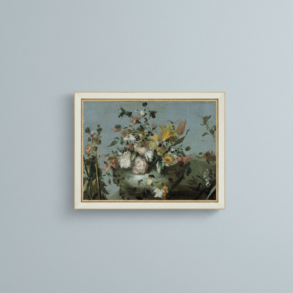 Blue Still Life with Flowers, 9 X 7 in.