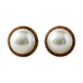 Geometric Flocked Pearl Stud Earrings