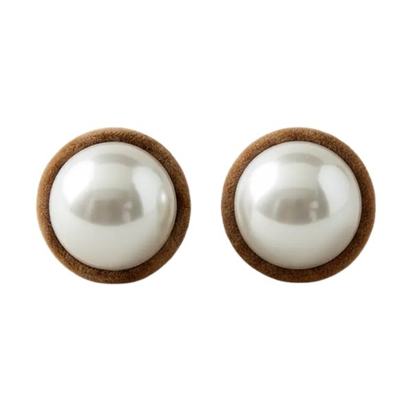 Geometric Flocked Pearl Stud Earrings