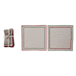 Woven Cotton Napkins with Stitched Edge & Ric Rac Trim, Set of 4 1