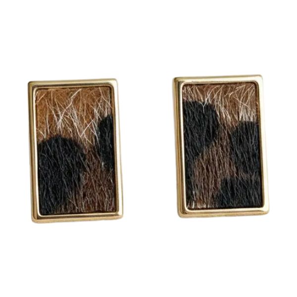 Flocked Leopard Print Stud Earrings