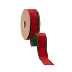 Wired 1.5 in. Double Sided Velvet Ribbon, Red and Metallic Green, 10 yd. 1