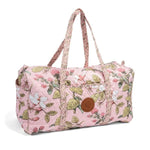 Weekender Bag, Jasmine Joy features a soft pink floral pattern with green leaves and delicate flowers, designed for stylish weekend travel or casual use. 1