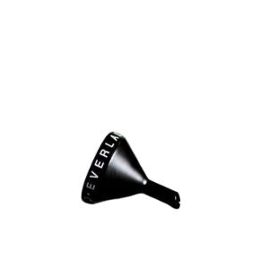 Everlasting Candle Line Black Steel Funnel in sleek black with white lettering, ideal for precise pouring and a stylish addition to kitchen and candle decor by Knotty and Board.