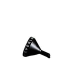 Everlasting Candle Line Black Steel Funnel in sleek black with white lettering, ideal for precise pouring and a stylish addition to kitchen and candle decor by Knotty and Board. 1