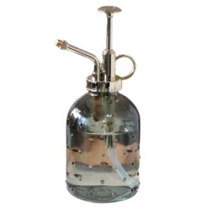 Glass Dotted Mister, Grey, 7.5 in. with a vintage-inspired dotted glass body and metal pump, perfect for kitchen and home decor, available from Knotty and Board. Every Room Needs A Little Knotty and Board.