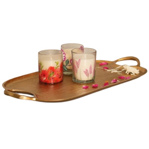 Gold Textured Tray with Handles