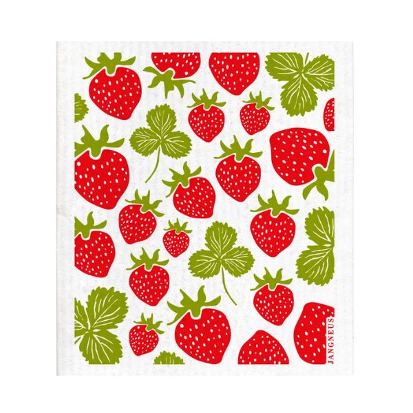 Swedish Dishcloth, Strawberries, Red