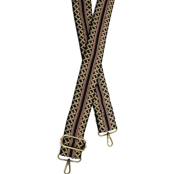Criss-Cross Guitar Strap, Black and Natural