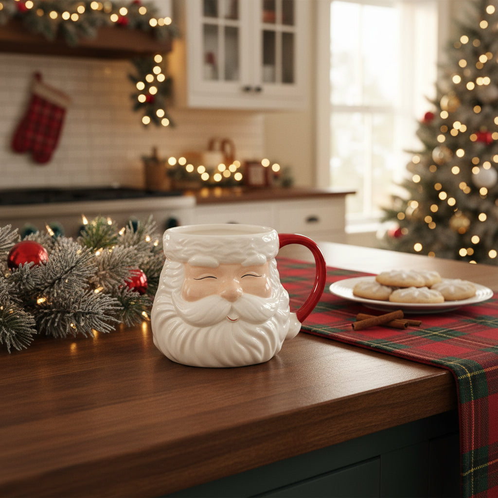 Santa Mug, Eyes Closed, 5 in.