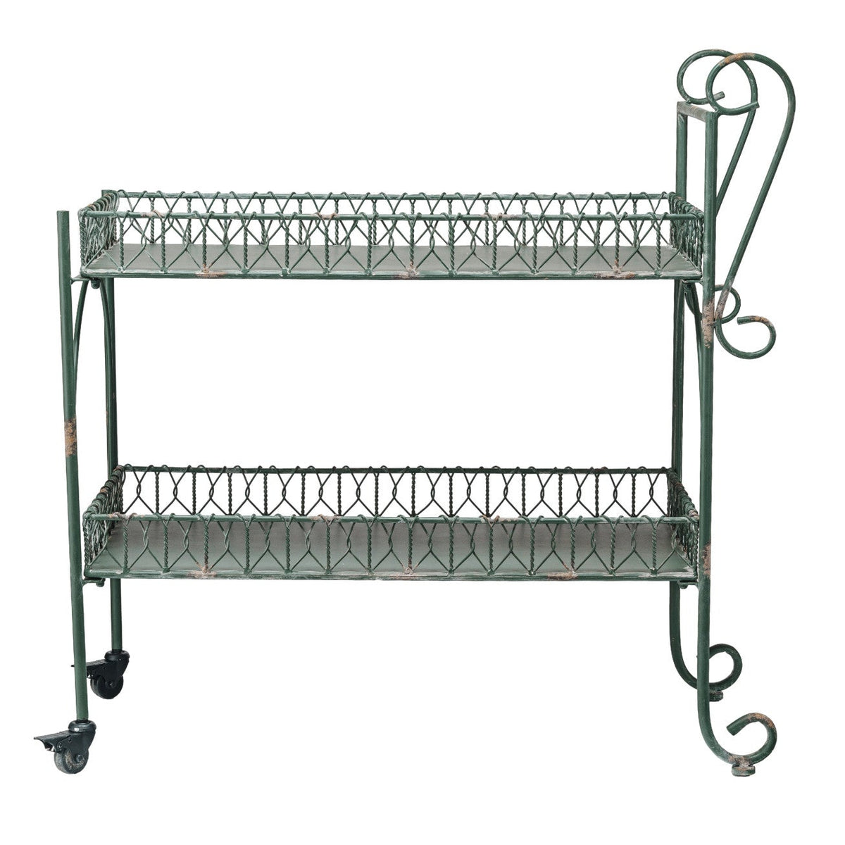 Metal 2-Tier Bar Cart on Casters, 38 x 16 x 38 in.