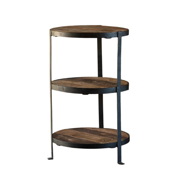 Three-Tiered Iron and Rustic Wood Stand, 12 x 12 x 20 in.
