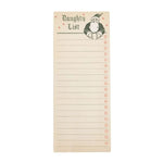 Naughty List Skinny Notepad featuring vintage-style Santa illustration, lined checklist design, perfect for holiday decor, gifts, and entertaining by Knotty and Board. Every Room Needs A Little Knotty and Board. 1