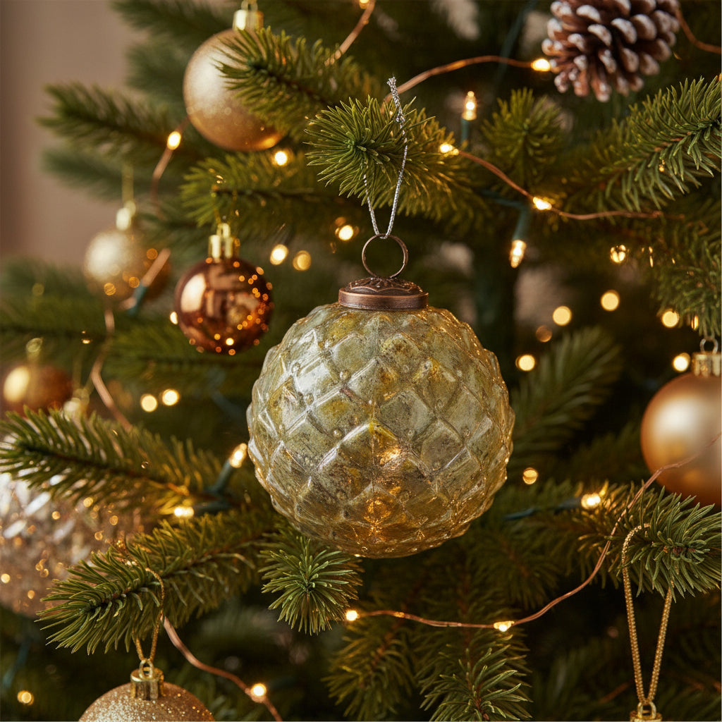 Gilded Ball Christmas Ornament, Gold, 4 in.