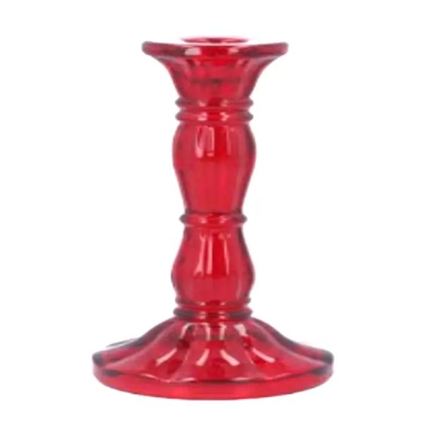 Glass Taper Holder, Red, 4 in.