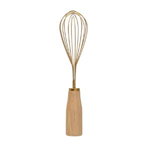 Stainless Steel Whisk with Wood Handle featuring a smooth wooden grip and polished steel wires, perfect for kitchen use, gifts, and stylish entertaining from Knotty and Board.