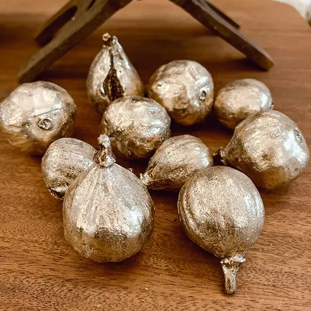 Resin Fig, Antique Gold Finish Assorted Sizes, Priced individually
