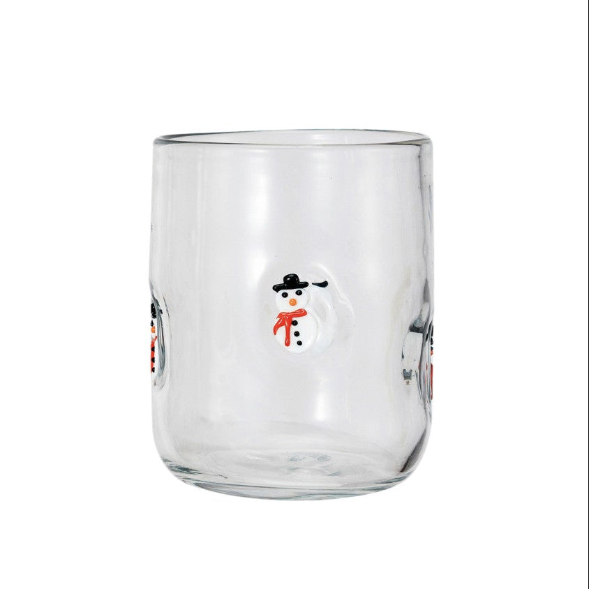 Embedded Holiday Glass, Snowman, 16 oz