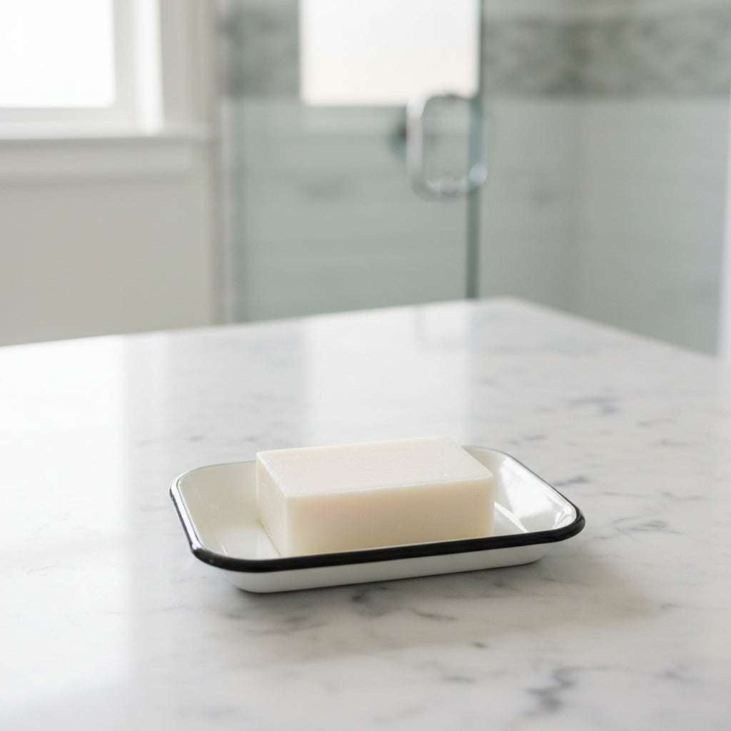 Enamel Bar Soap Caddy Tray, Ivory