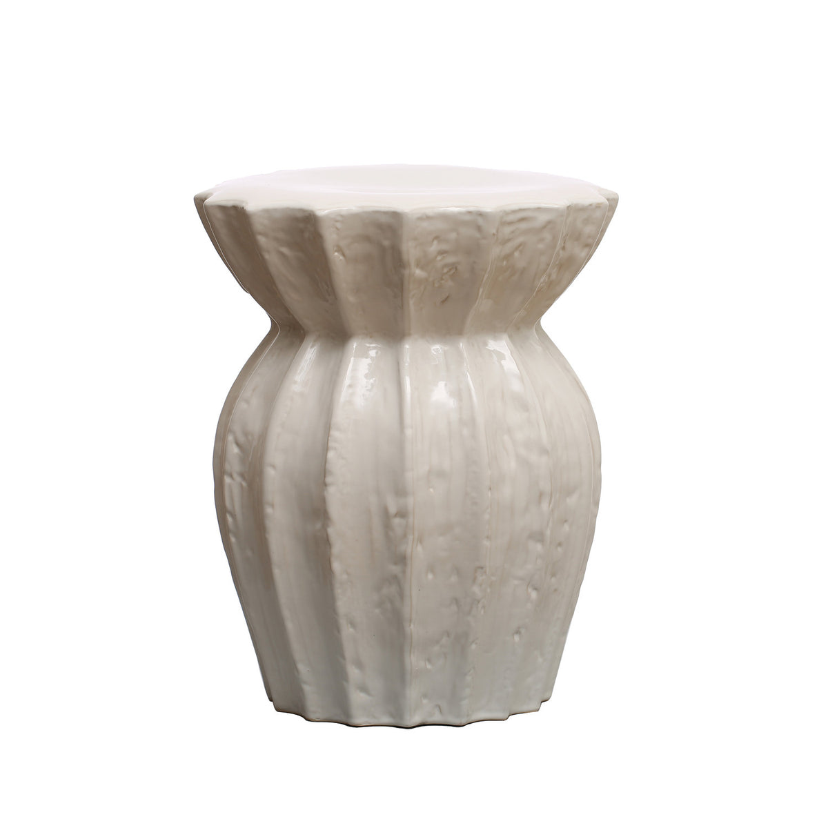 Sculpted Stoneware Stool/Side Table, 15D x 18H