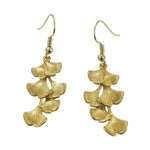 Ginkgo Leaf Tassel Dangle Earrings in gold tone, featuring delicate layered ginkgo leaf shapes, a stylish accessory perfect for gifting or adding an elegant touch to any outfit. 1
