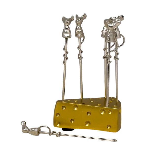 Gilded Mouse Cheese Picks, 4 in. Set of 6
