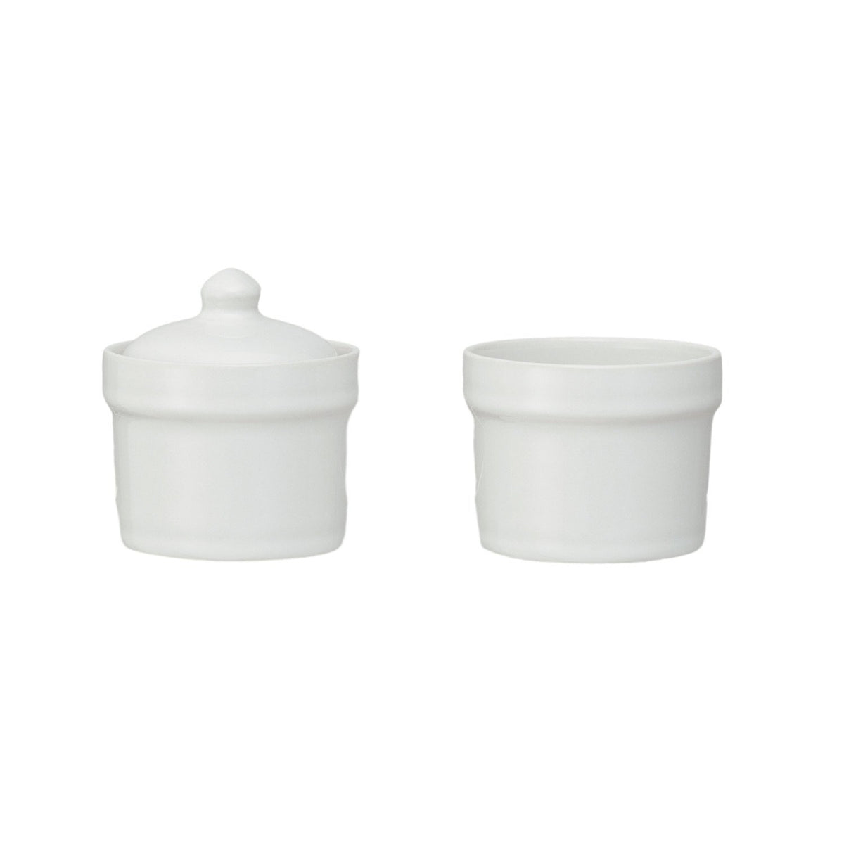 White Stoneware Stackable Pinch Pots w/ Lid, 3