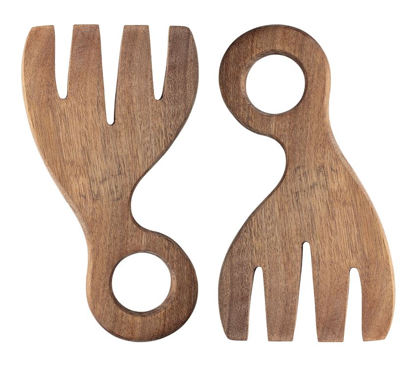 Acacia Wood Salad Servers made from warm-toned wood with ergonomic handles, perfect kitchen decor for dining and entertaining, offered by Knotty and Board with unique rustic charm.