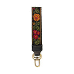 Floral Vine Embroidered Easy Find Wristlet, Black 1
