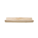 Paulownia Wood Curved Tray, Natural displayed on a white background, showcasing its smooth, light natural wood finish ideal for kitchen or dining decor. 1