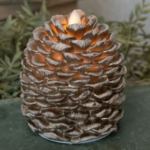 Moving Flame Pinecone Candle, 4.25 in.