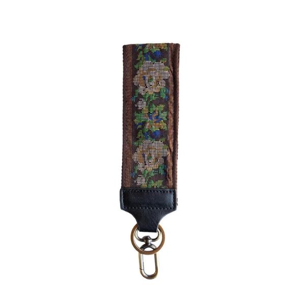 Easy Find Wristlet, 2 in., Brown Rose Needlepoint