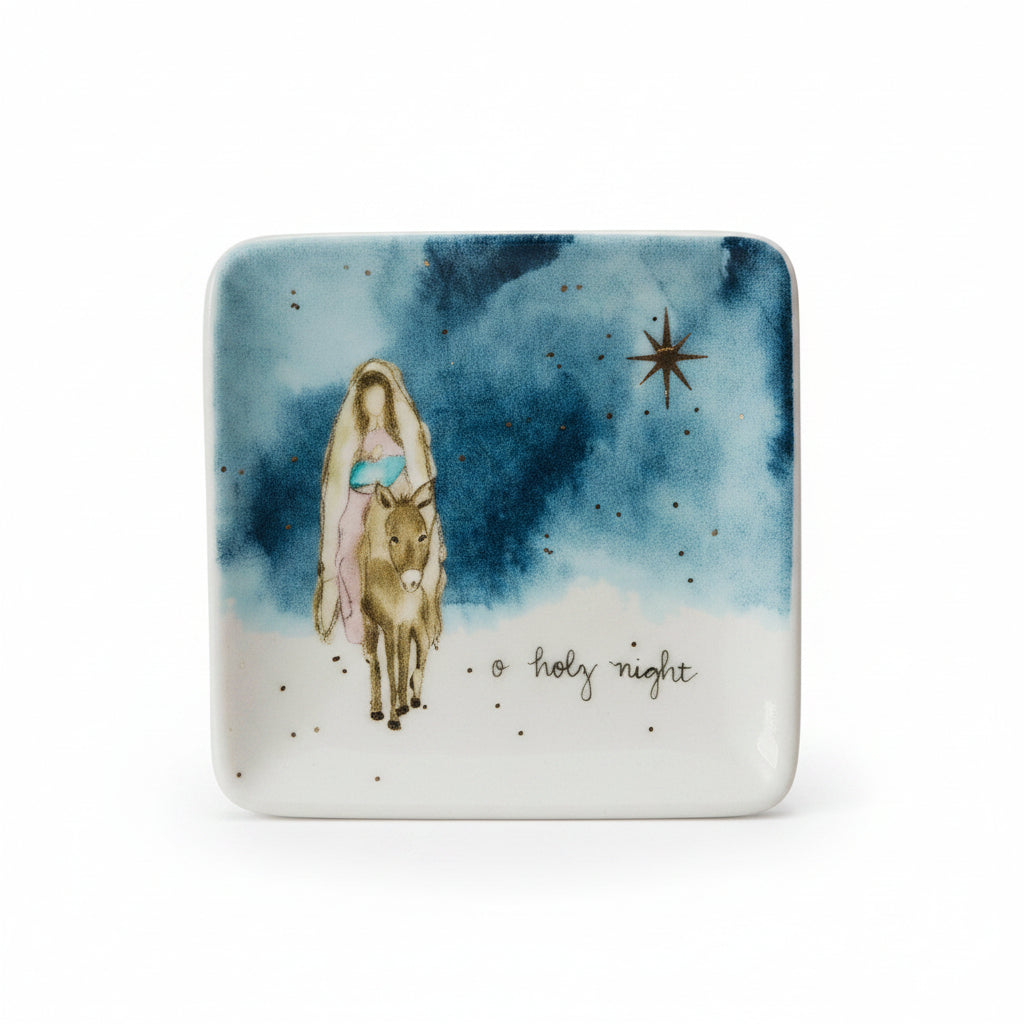 Holiday Dish w/ Gold Electroplating, O Holy Night, 3